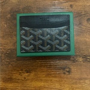 Goyard Black and Brown Key Card Holder with Geometric Pattern
